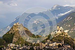 Castles of Sion in Switzerland in Alps