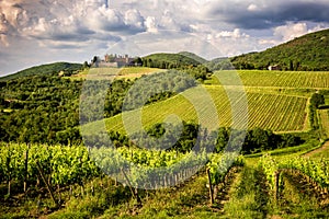 Castles and vineyards of Tuscany, Chianti wine region of Italy