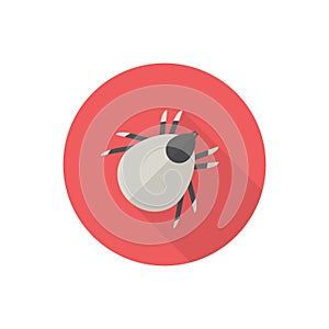 Castor bean tick icon. Flat design, red background