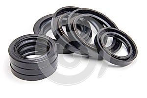 Castor oil seals isolated on white photo