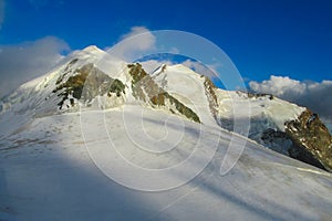 Castor and Pollux summit on Monterosa traverse knife edge snow ridge glacier walk and climb in the Alps