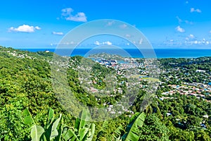 Castries, Saint Lucia - Tropical coast beach on the Caribbean island of St. Lucia. It is a paradise destination with a white sand