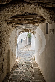 Castro Kastro, the oldest part of the Chora town on Folegandros island. Cyclades, Greece