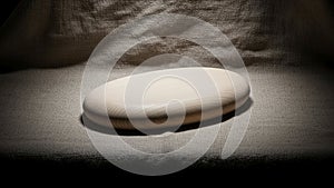 It casts a subtle shadow emphasizing its rounded shape and the