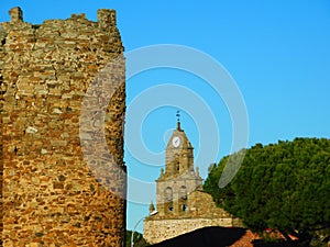 casttle and church of Villanueva of Jamuz, León, Zamora, Spain