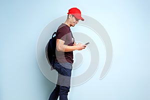 Casual asian guy with phone