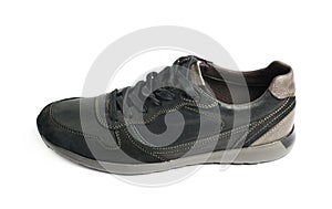 Casual black leather shoe isolated