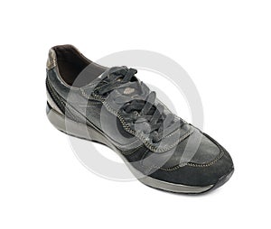 Casual black leather shoe isolated