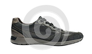 Casual black leather shoe isolated