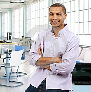 Casual black man at modern office