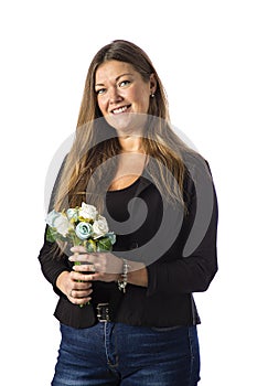 Casual bride with bouquet