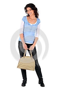 Casual brunette with a handbag