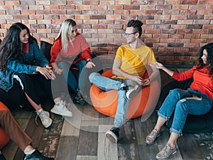 Casual business meeting millennials team leisure