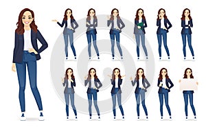 Casual business woman character set