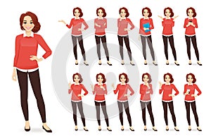 Casual business woman character set photo