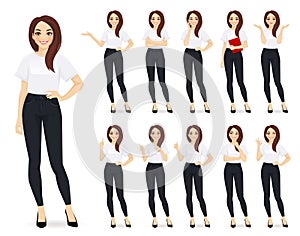 Casual business woman character set