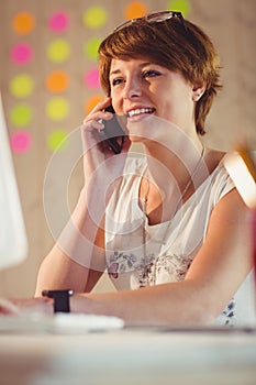 Casual businesswoman having a phone call