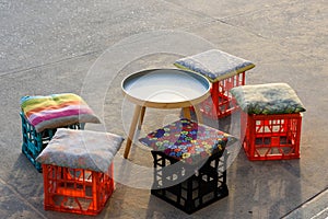 Casual cafe table and chairs