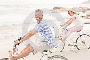 Casual couple on a bike ride