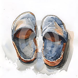 Casual Footwear Watercolor Illustration