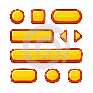 Casual Game UI Kit Buttons Set. Cartoon Style. Vector