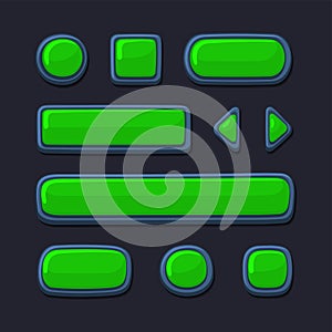 Casual Game UI Kit Buttons Set. Cartoon Style. Vector