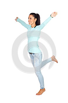 Casual Girl with Arms Wide Open