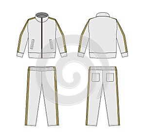 Casual jersey suits for sports, training etc. vector illustration set / white and gold