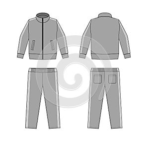 Casual jersey suits for sports, training etc. vector illustration set / white and gray