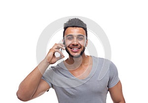 Casual Man Cell Smart Phone Call Speak