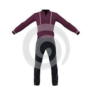 Casual Man Clothes on white. Front view. 3D illustration