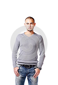 Casual Man Standing On White