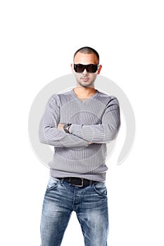 Casual Man Standing On White