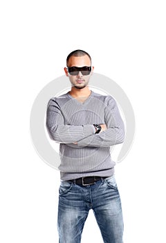 Casual Man Standing On White