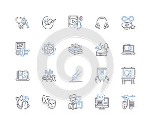Casual line icons collection. Relaxed, Easygoing, Uncomplicated, Comfortable, Informal, Laid-back, Simple vector and photo