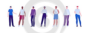 Casual people diversity concept collection. Vector flat character illustration set. Man group with different body weight and