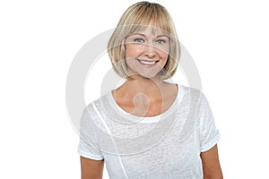 Casual portrait of smiling middle aged woman