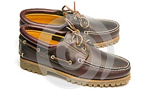 Casual rugged moccasin style men's leather shoes