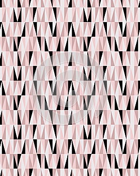 Casual seamless pink and black geometric triangles vector pattern