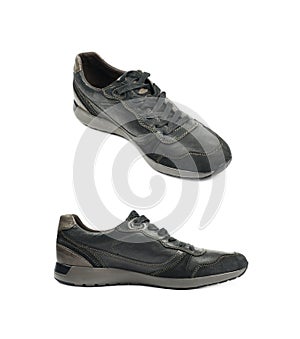 Casual black leather shoe isolated