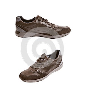 Casual brown leather shoe isolated