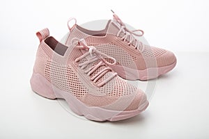 casual shoes, summer pink sneakers made of fabric