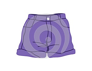 Casual shorts. Summer season garment. Female apparel, bottom clothes, wearing item in modern style. Flat graphic vector photo