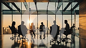 Casual silhouette Business Team In A Meeting In A Light Modern Office