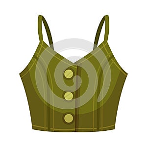 Casual Women Buttoned Tank Top with Thin Straps Vector Illustration