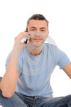 Casual young man with cell phone