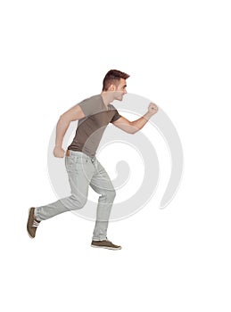 Casual young man running