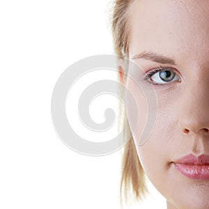 Casual young woman face close up