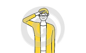 A casually dressed young man making a salute