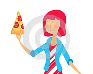 Casualyoung girl eating pizza